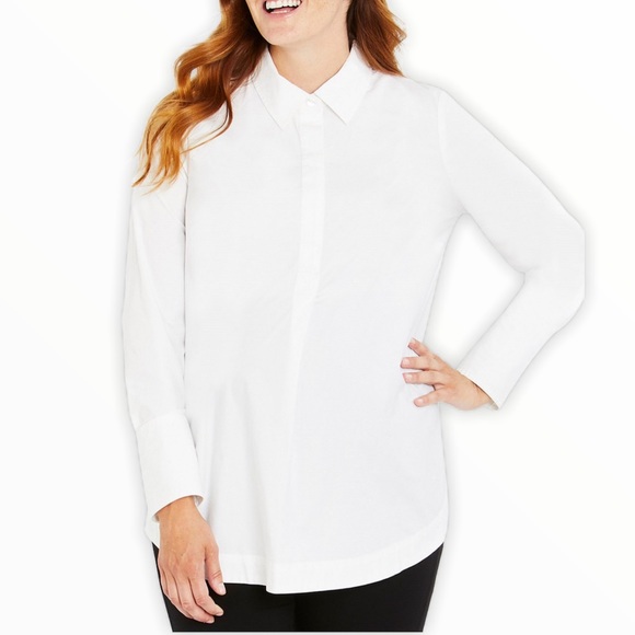 NWT Motherhood Maternity Tie Detail Button Up Top - Picture 1 of 16